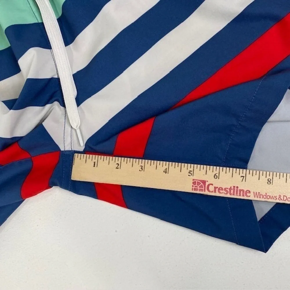 Chubbies Swim Trunks Navy Blue White Red Striped Elastic Waist‎ Drawstring Large